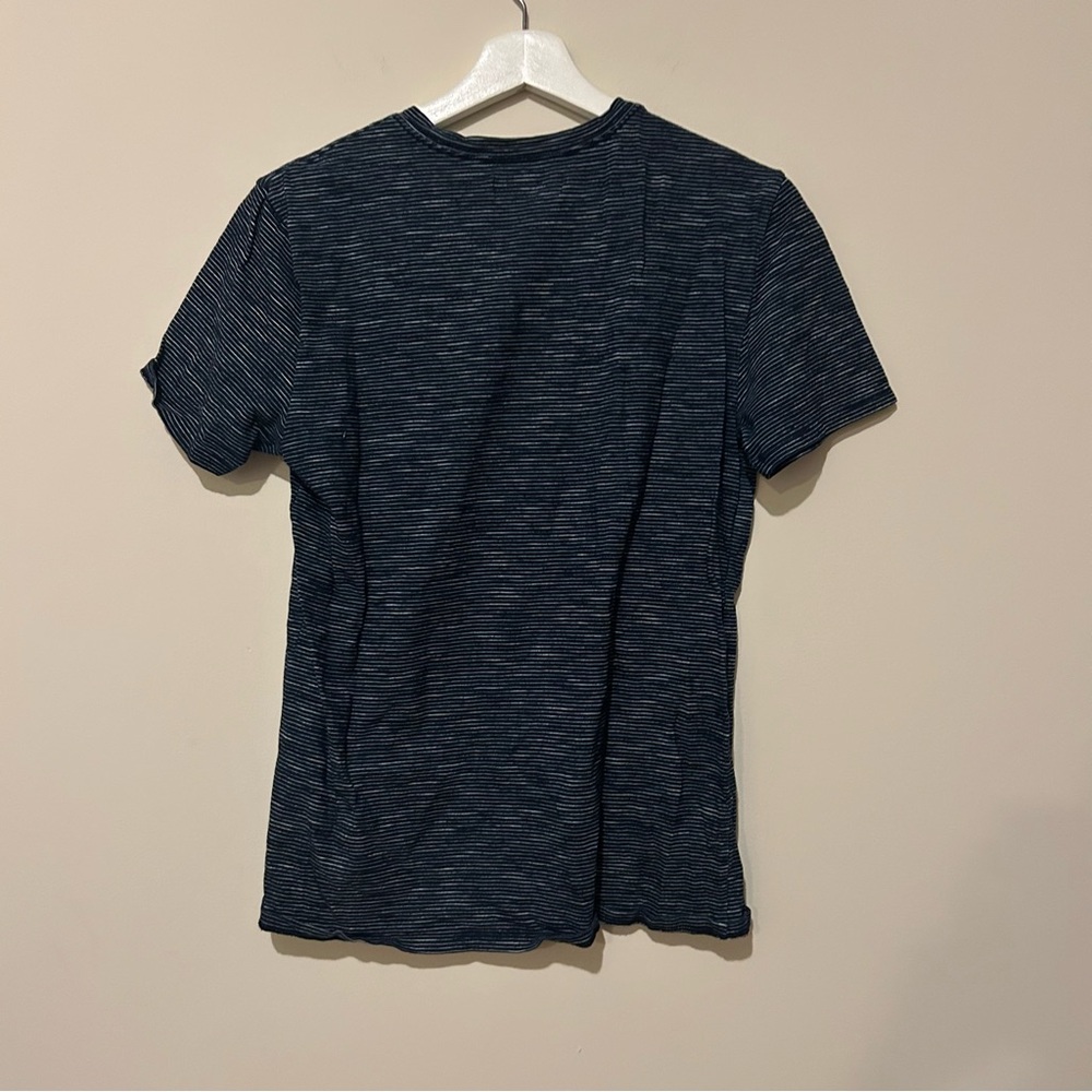 Everlane Shirt Navy Blue Striped Women's Small Short Sleeve Crew Neck Pocket Tee - Picture 7 of 7